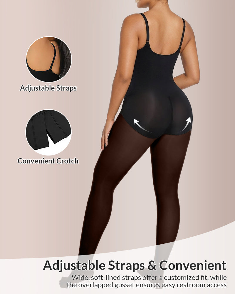 Sheer Illusion Tights & Tummy Control Fleece-Lined Bodysuit