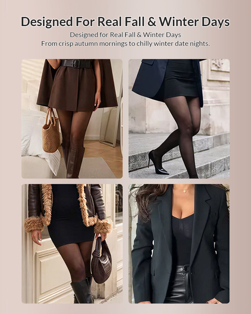 Sheer Illusion Tights & Tummy Control Fleece-Lined Bodysuit