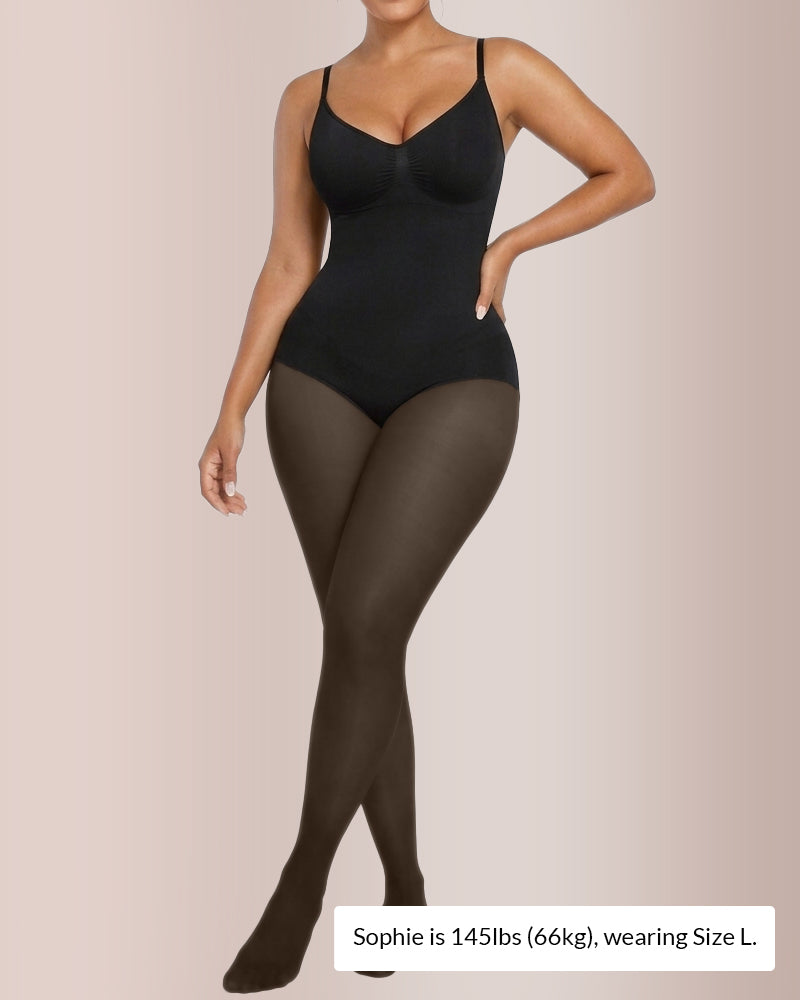 Sheer Illusion Tights & Tummy Control Fleece-Lined Bodysuit
