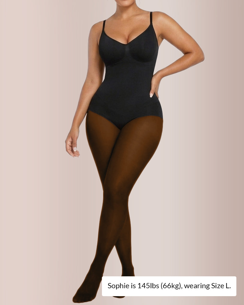 Sheer Illusion Tights & Tummy Control Fleece-Lined Bodysuit