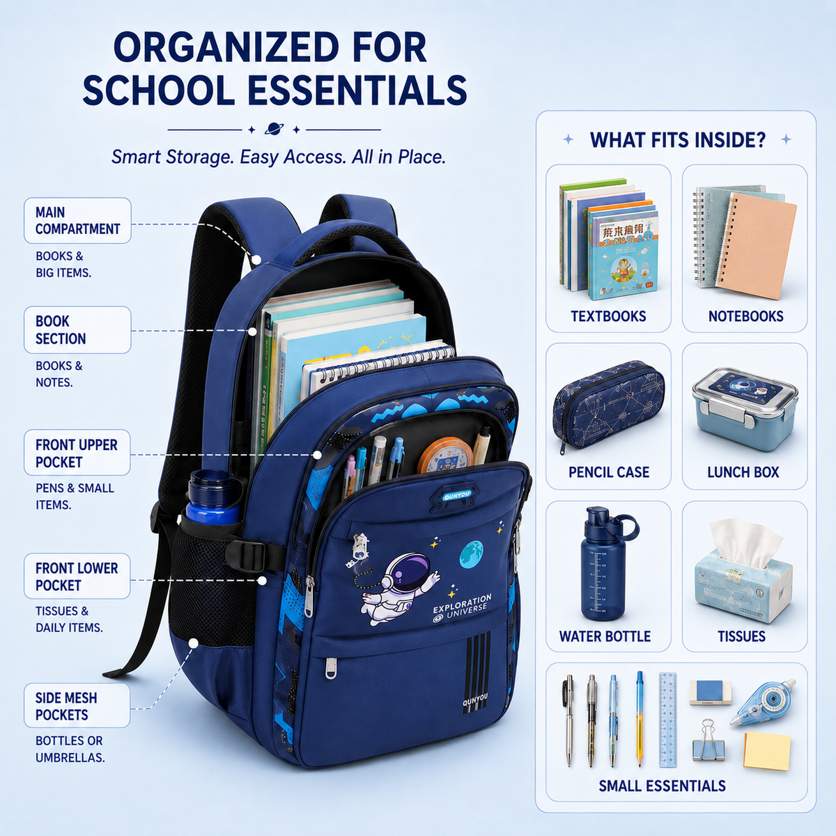 Nordspur | AstroVibe Waterproof Polyester School Backpack