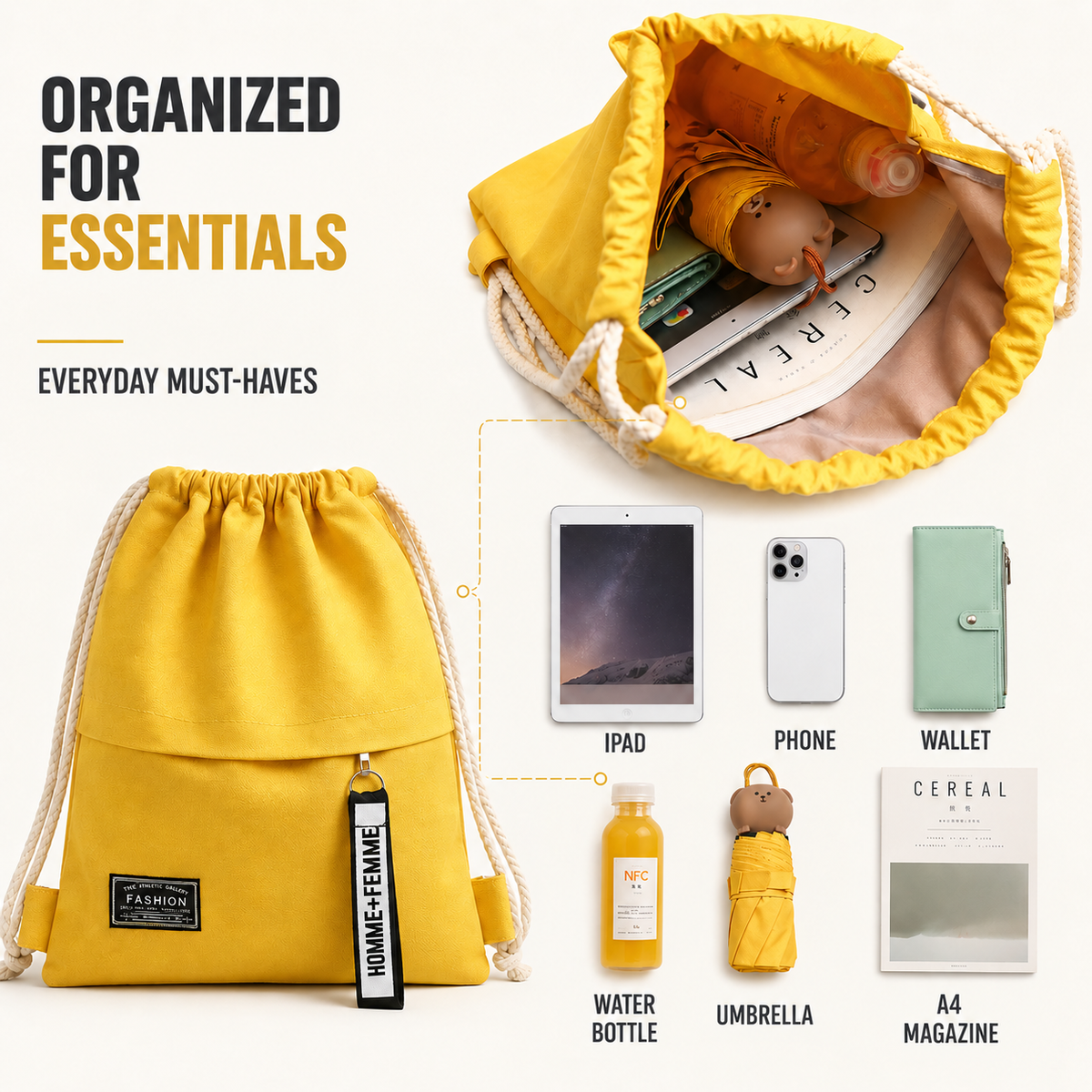 Nordspur | Linenovo Soft Linen Drawstring Backpack