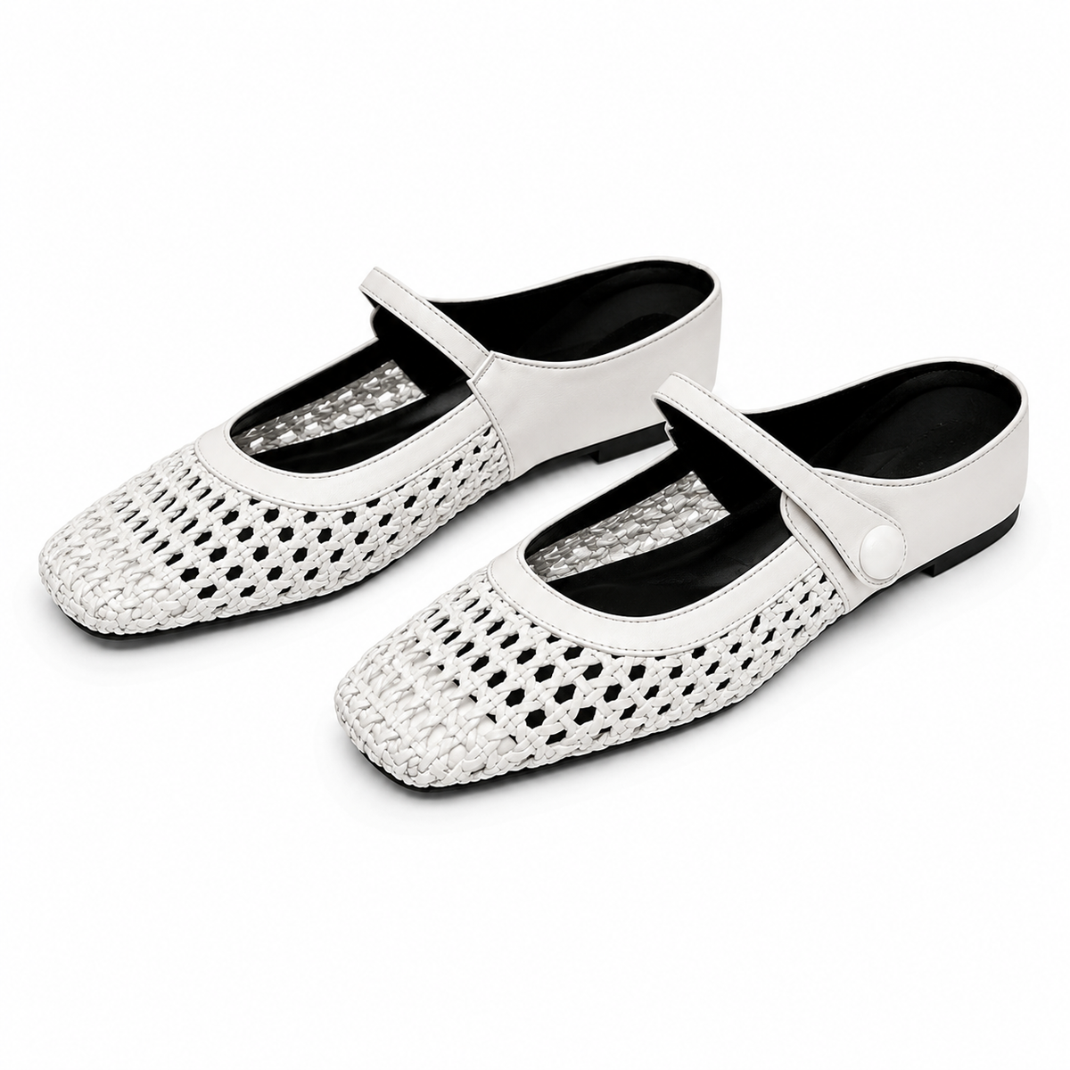 Woven Fabric Clogs with Square Toe