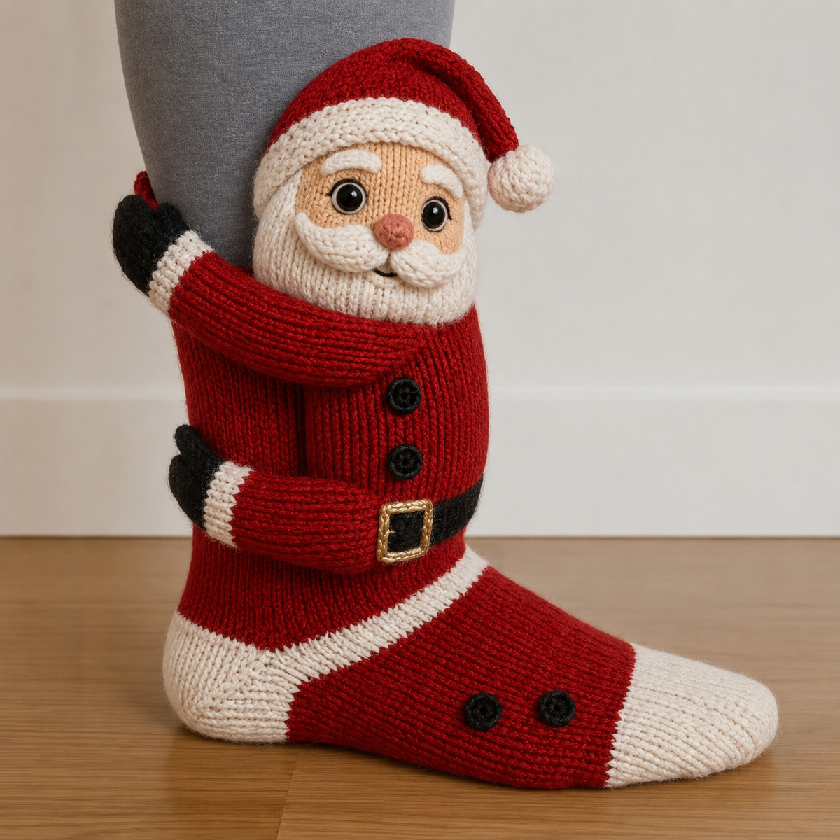 3D Hugging Christmas Cute Knit Holiday Socks
