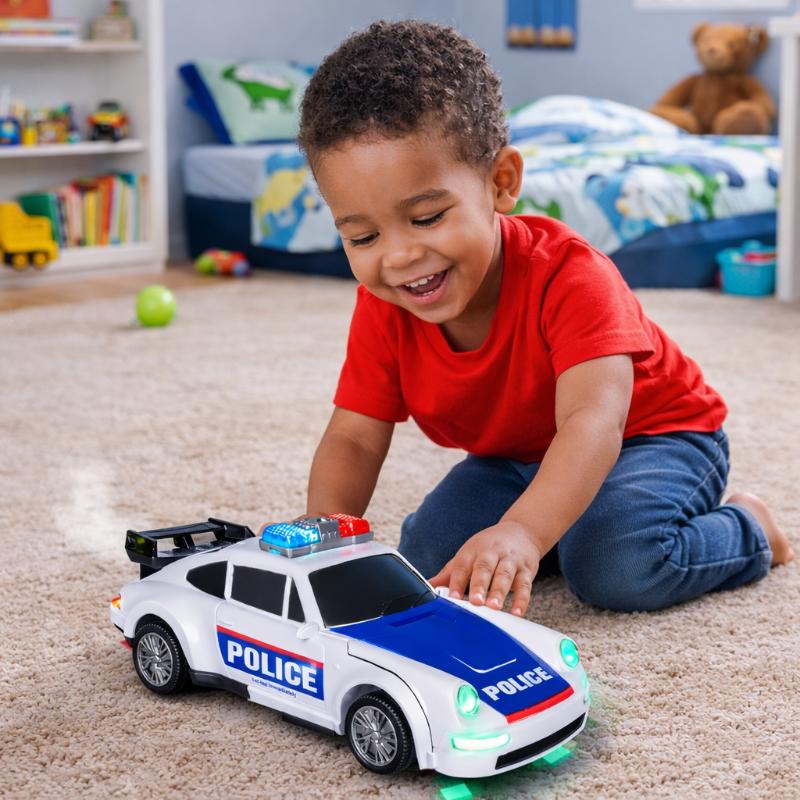 Transforming Police Car Robot with Lights