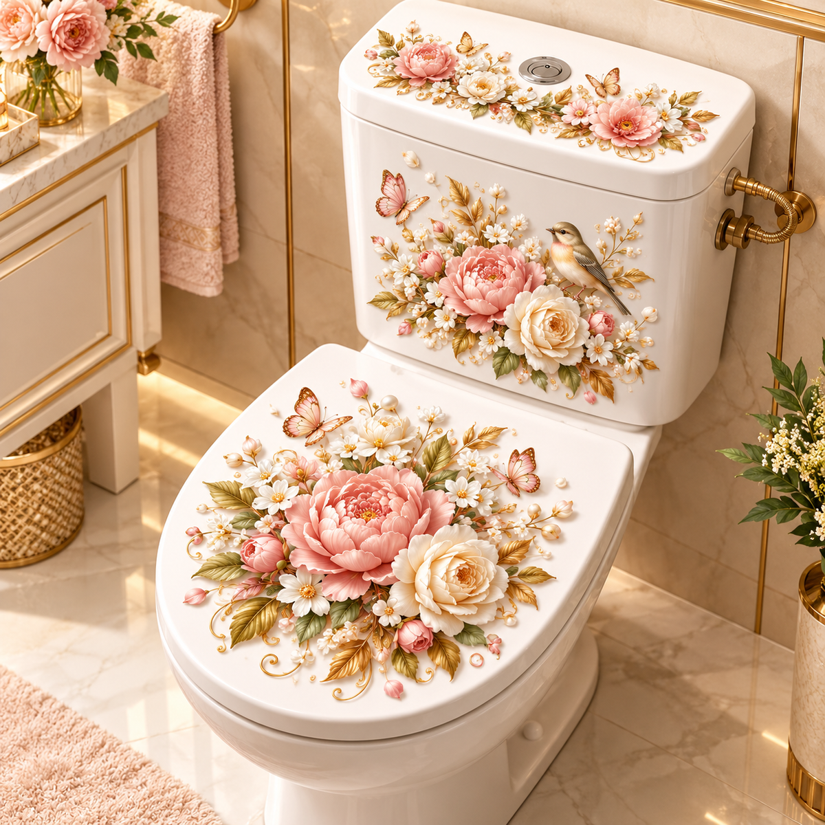 Animal & Floral Toilet Decals β 5 Charming Designs for Elegant Bathroom Decor
