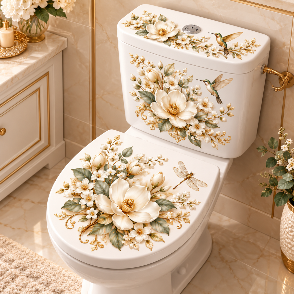 Animal & Floral Toilet Decals β 5 Charming Designs for Elegant Bathroom Decor