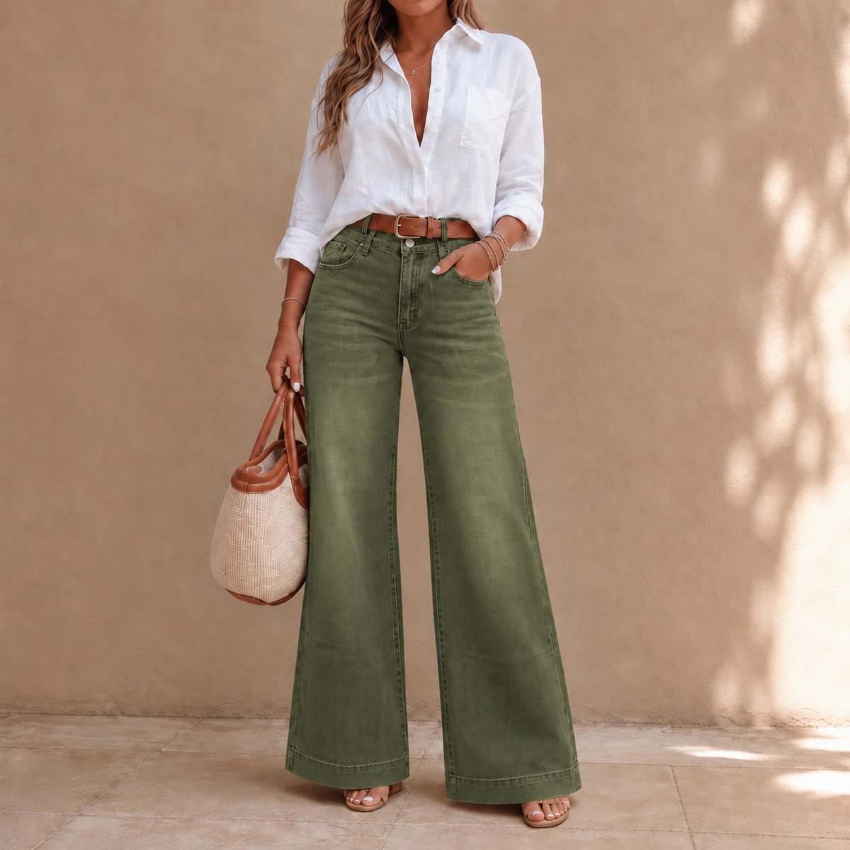 High-Rise Wide-Leg Vintage Wash Jeans