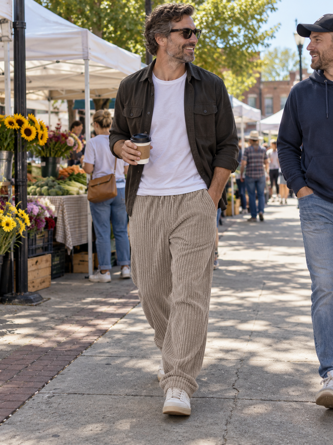 Relaxed Fit Thick Corduroy Drawstring Pants