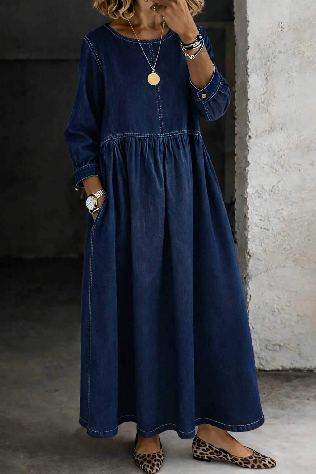 Vintage Denim Maxi Dress