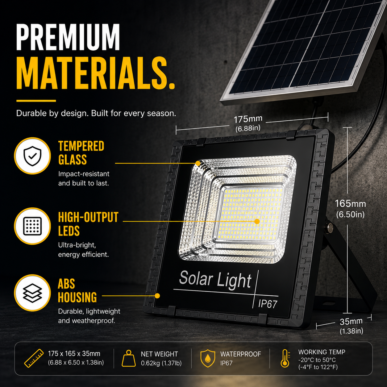 Nordspur | Soluxe Solar-Powered Outdoor Flood Light With Remote