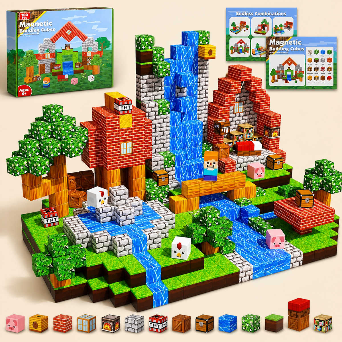 100-Piece Magnetic Building Cube Set β Montessori STEM Construction Toy for Kids