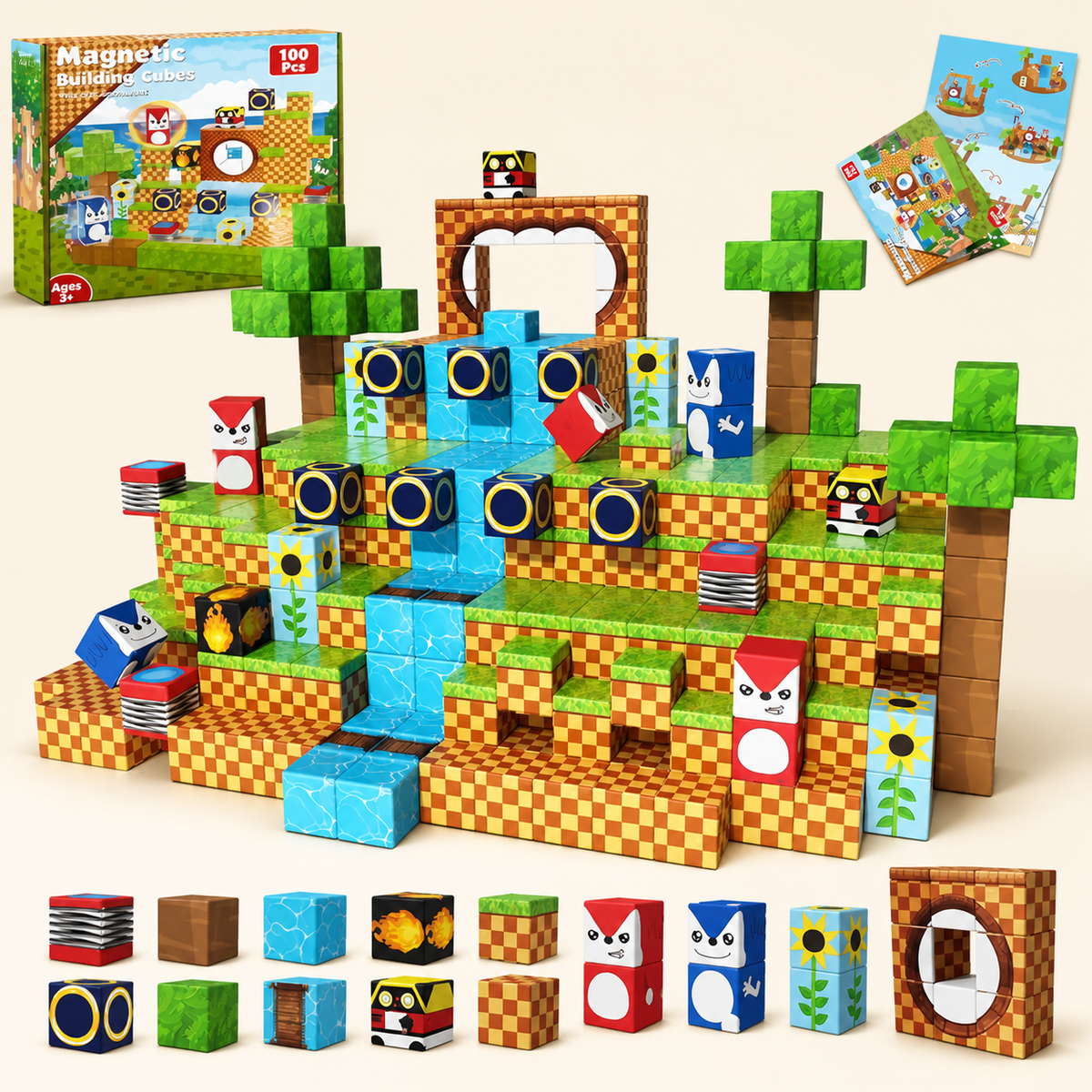 100-Piece Magnetic Building Cube Set β Montessori STEM Construction Toy for Kids