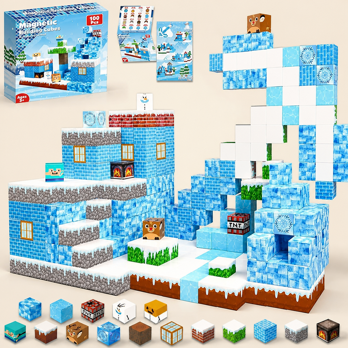 100-Piece Magnetic Building Cube Set β Montessori STEM Construction Toy for Kids