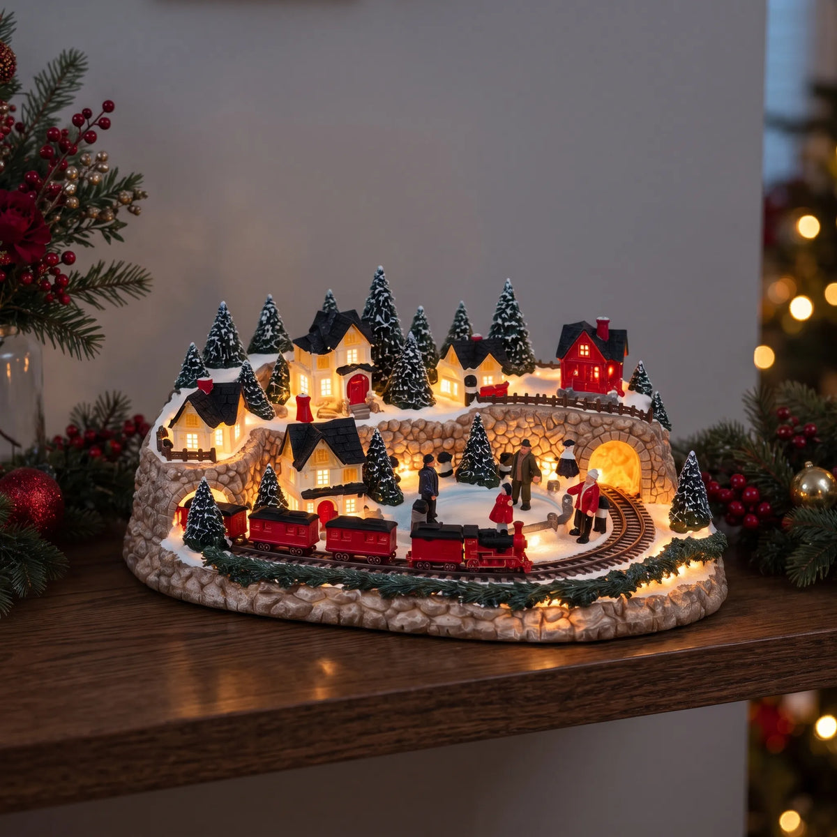 Fenwick | Christmas Village Layout with Moving Train & Ice Rink