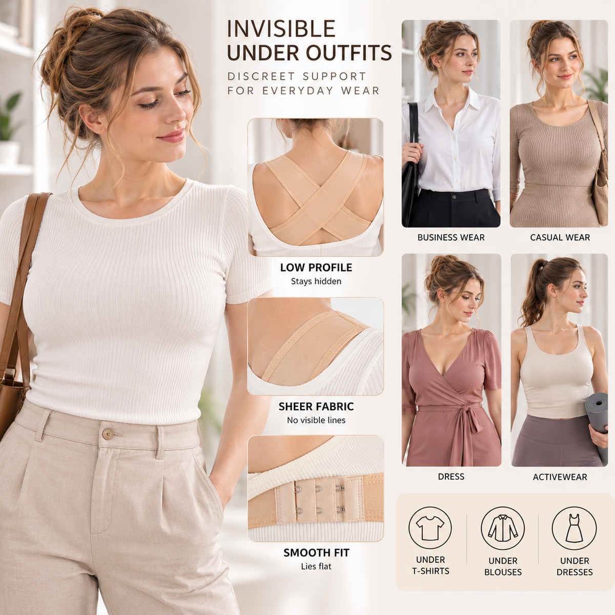 Flexible Everyday Movement Cross-Back Posture Brace