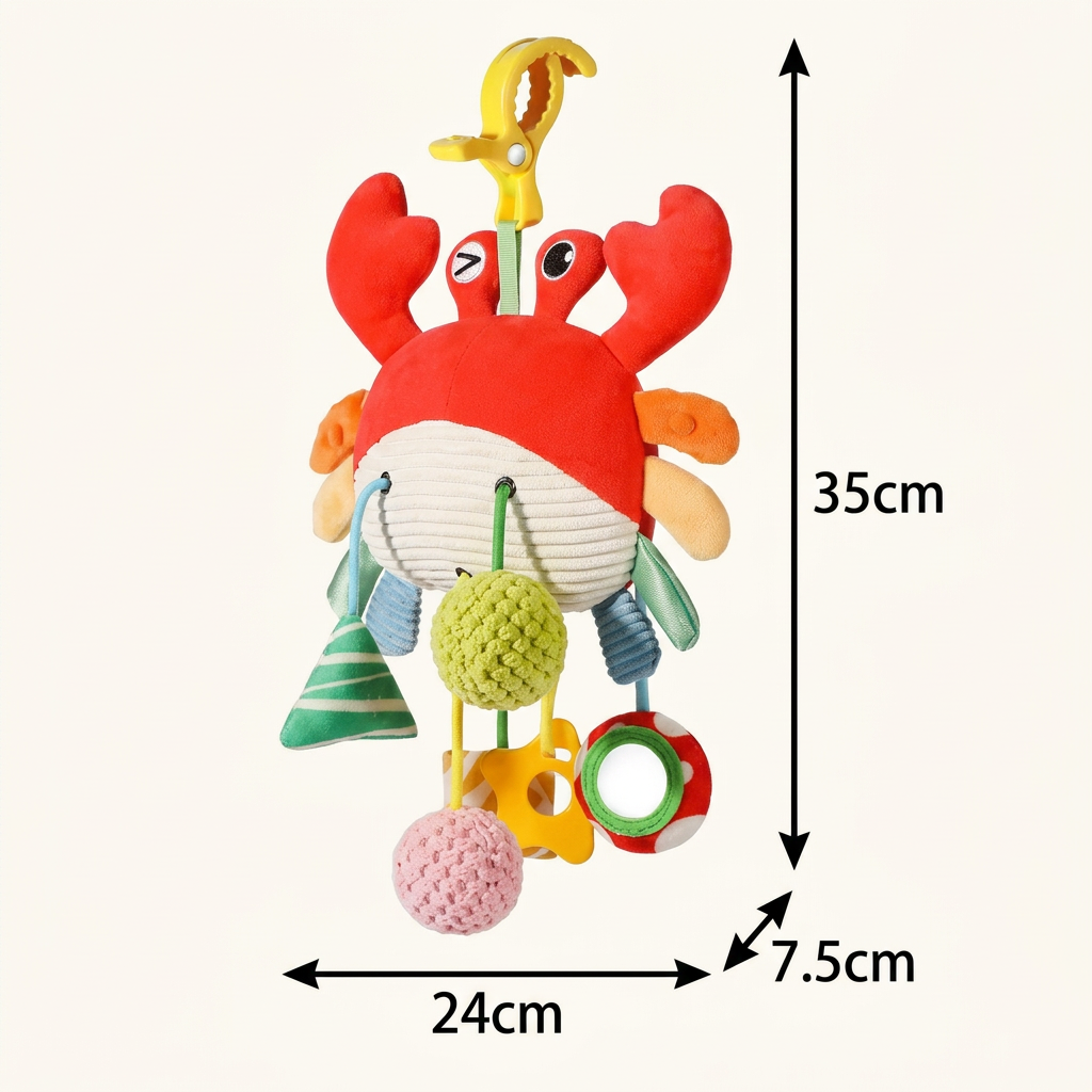 Crab Activity Toy with Pull Cord, Rattle & Teether for Babies