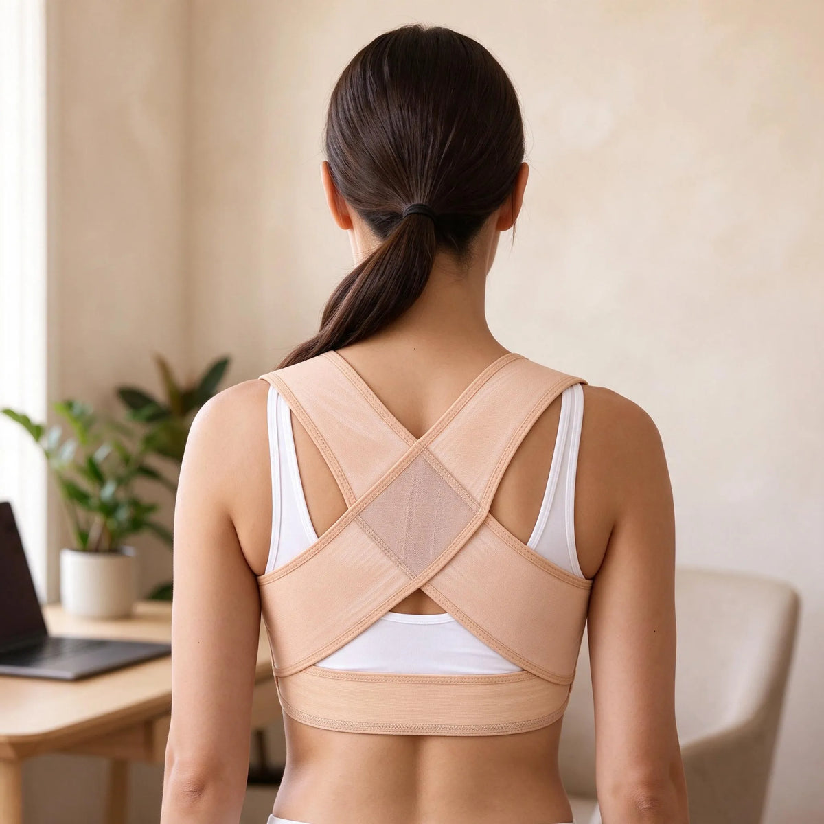 Front-Closure Posture Brace | Adjustable Hook-And-Eye Cross-Back Support