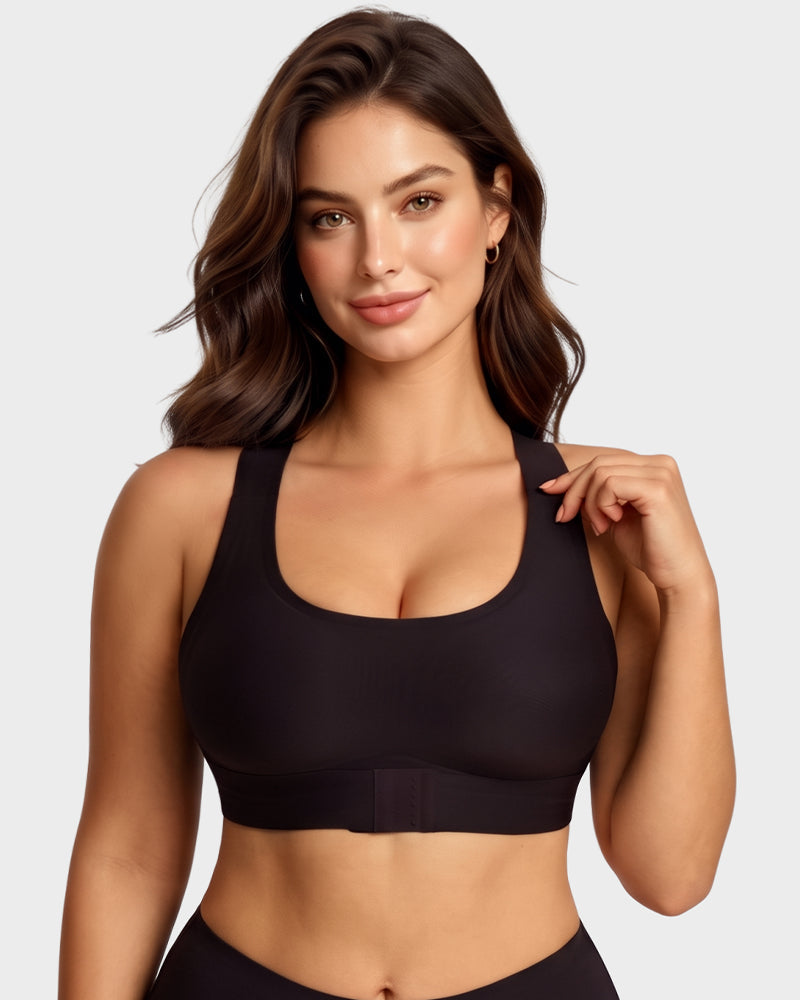 Front Closure Cross-Back Wireless Posture Bra