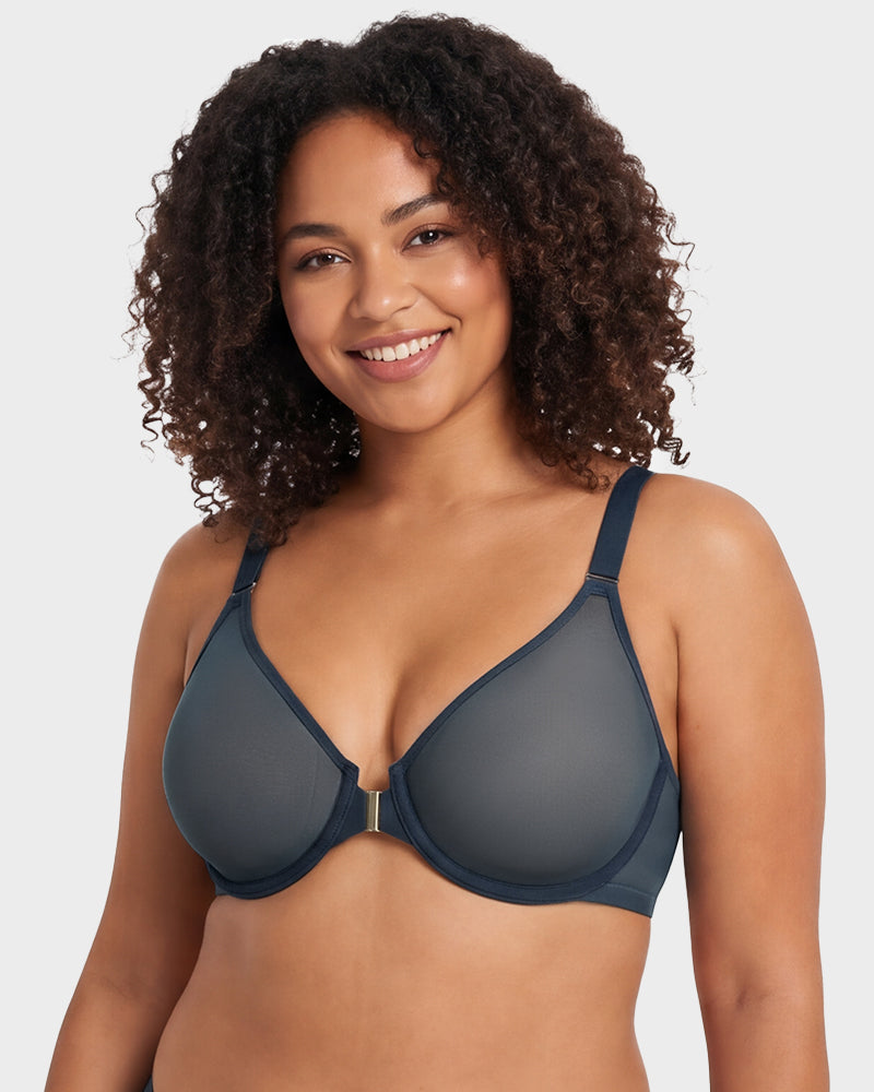 Front Closure Mesh Support Bra