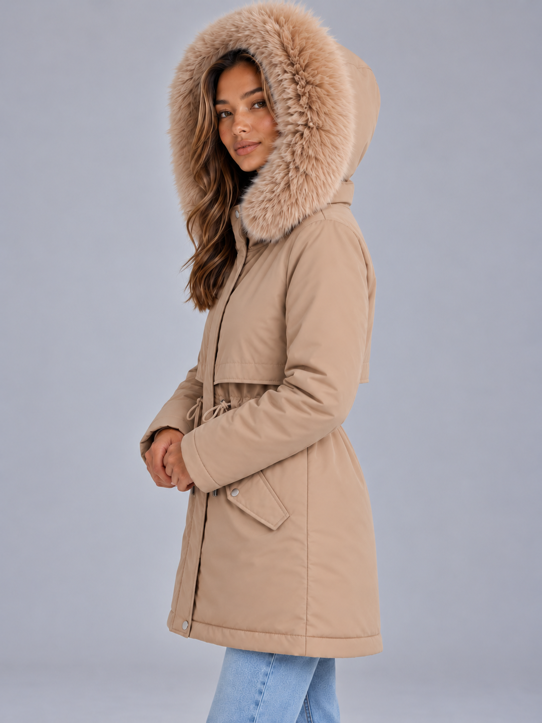 Women's Faux Fur Hooded Padded Coat