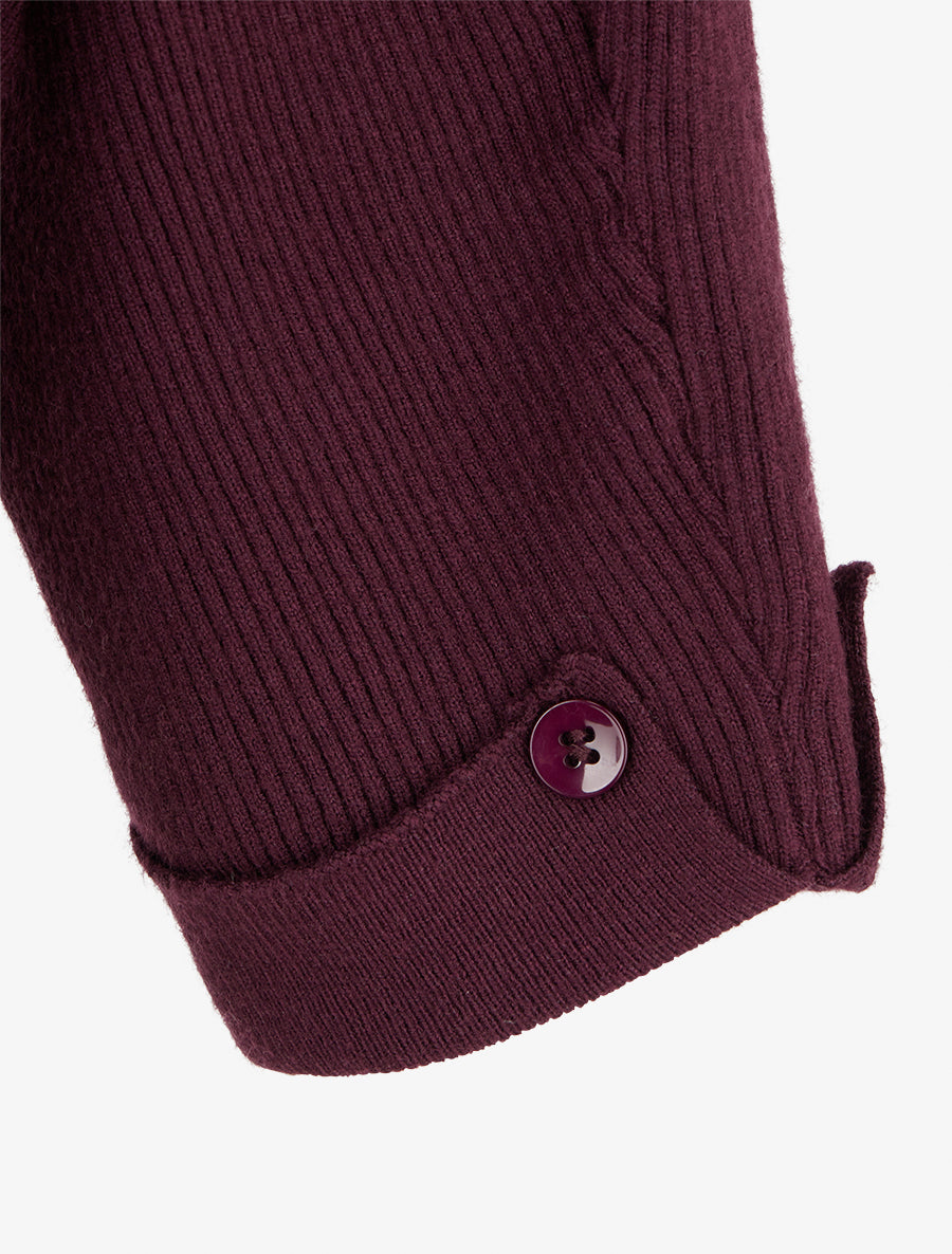 Ribbed Boat Neck Sweater - Burgundy