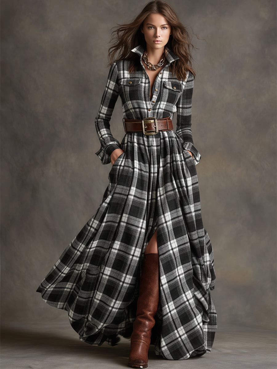 Classic Plaid Shirt Dress