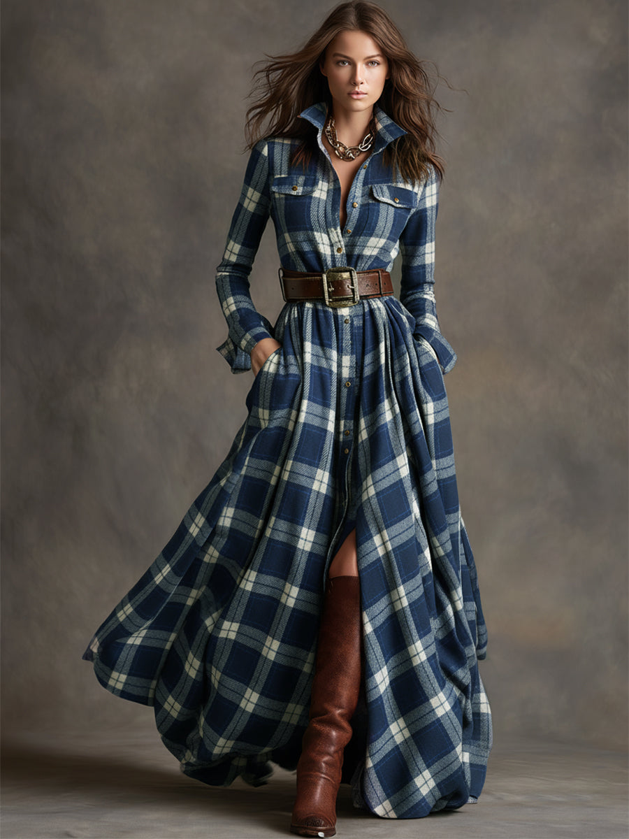 Classic Plaid Shirt Dress