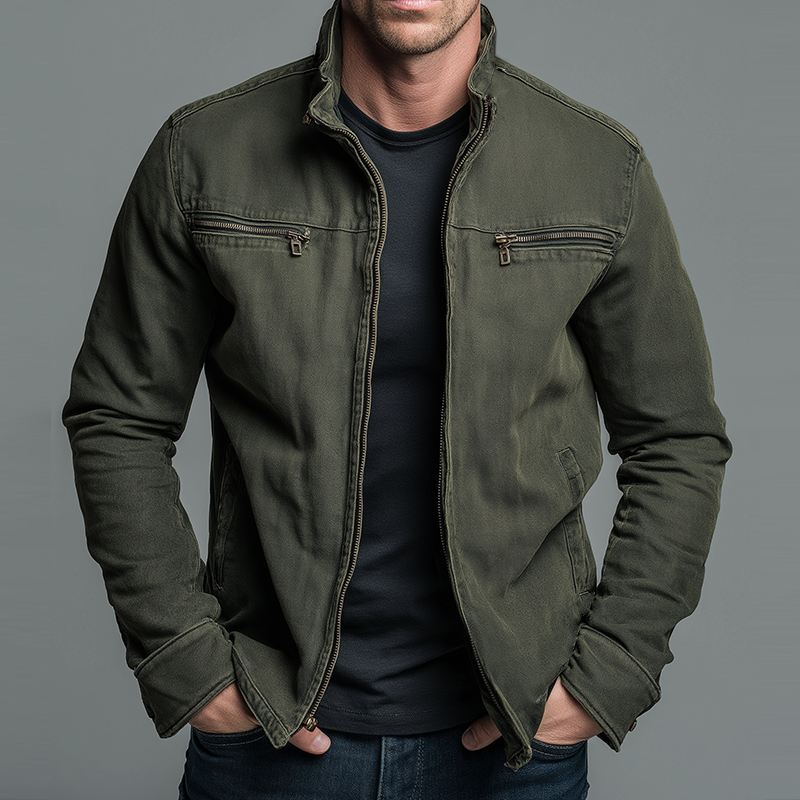 Men's Vintage Zip Jacket – Stand-Collar Autumn Winter Layer for Everyday Wear