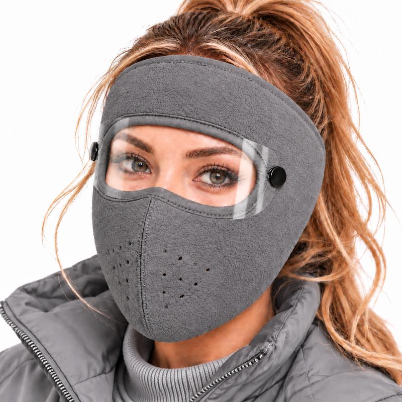 Winter Face Mask with Detachable Goggles, Windproof Thermal Fleece Lined Full Face Cover