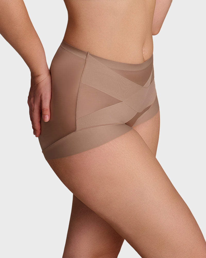 High-Waist Cross Compression Shaping Panties (6 Pack)