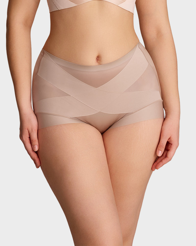 High-Waist Cross Compression Shaping Panties (6 Pack)