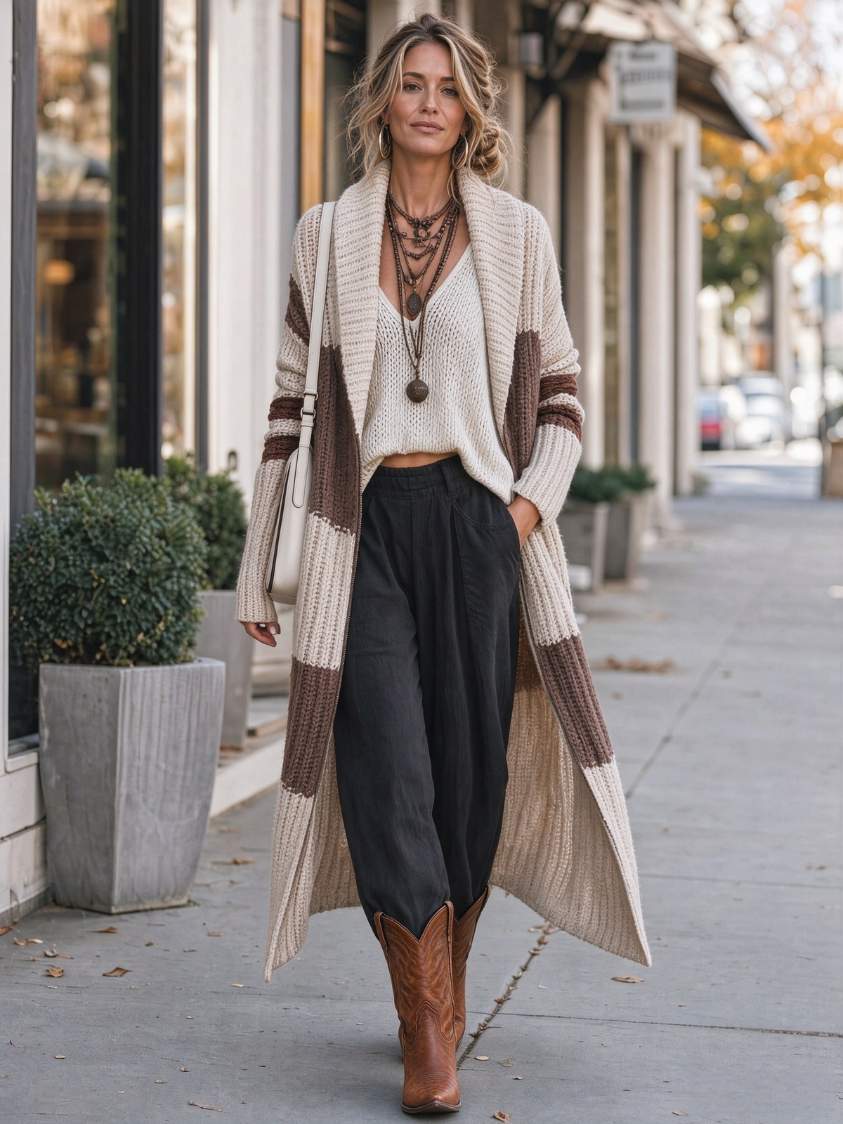 Women's Vintage Shawl Collar Long Zip-Up Cardigan