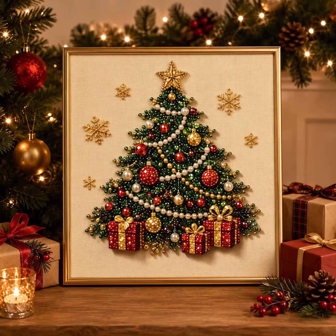DIY Christmas Animal Diamond Painting Kit with Frame