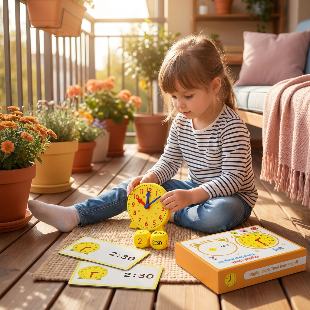 Educational Clock for Children – Interactive Game for Learning Time with Cards and Dice