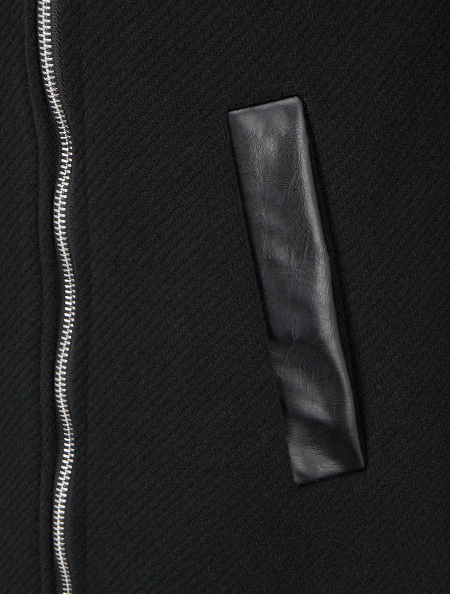 Textured Coat with Shoulder Pads - Black