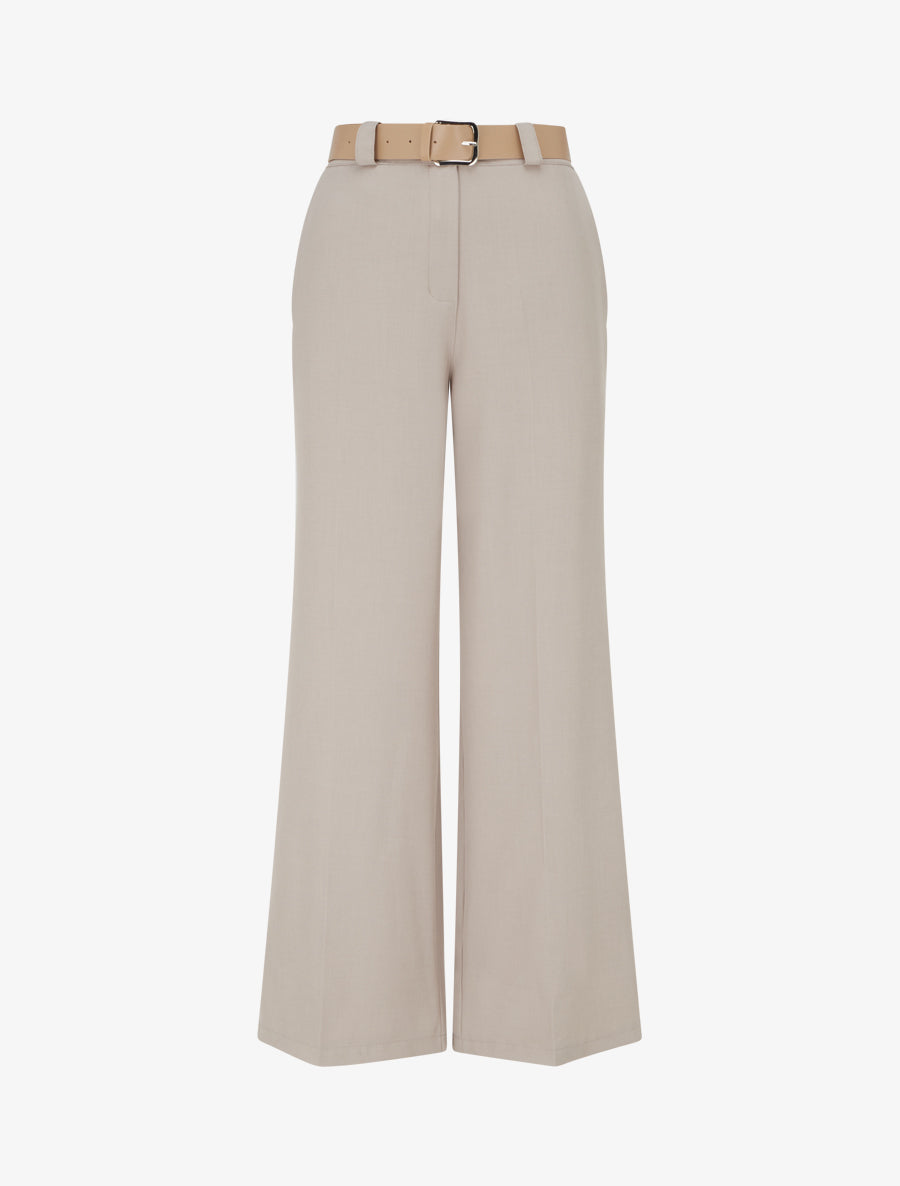 High-Waisted Belted Straight Trousers