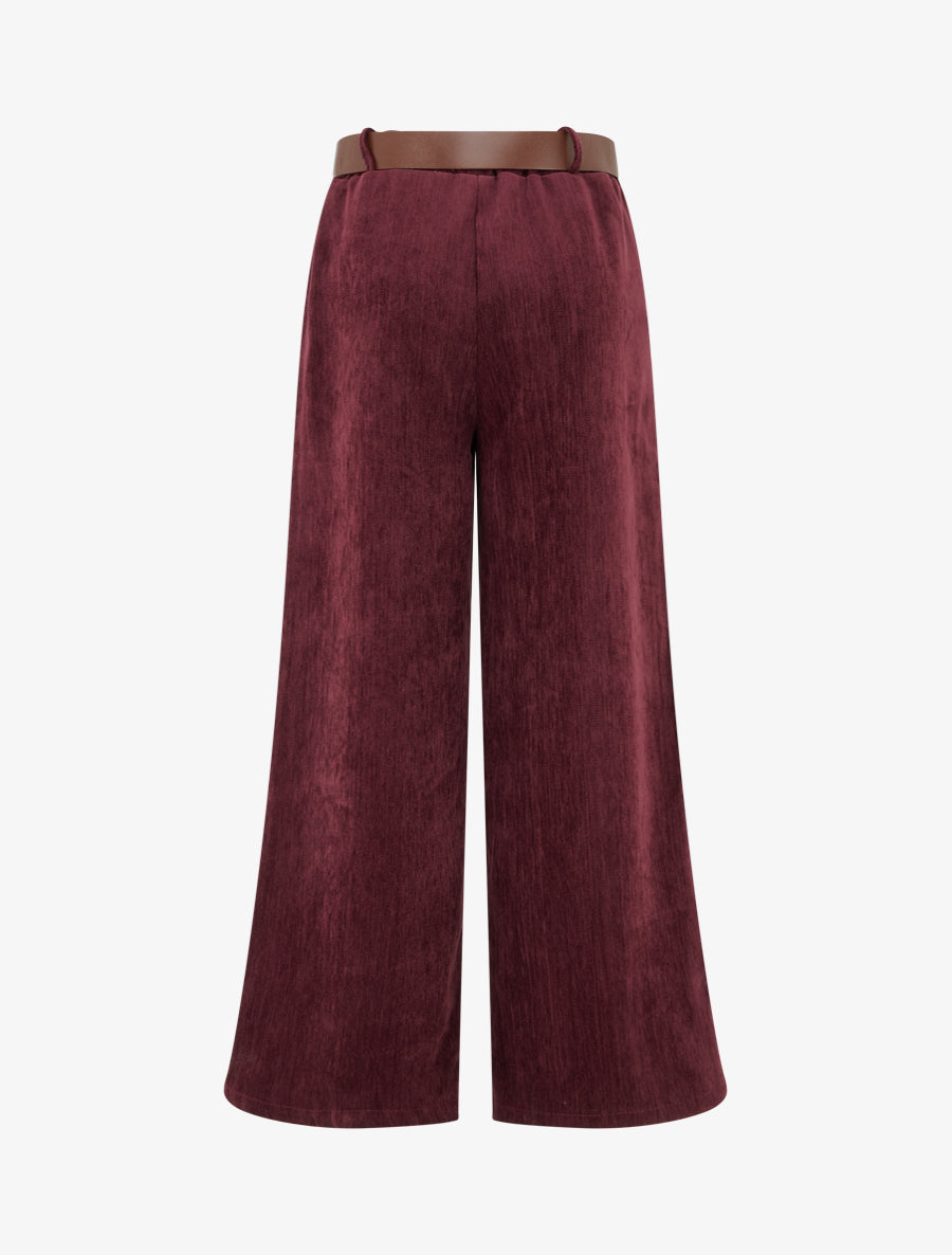 Wide-Leg Velour Trousers