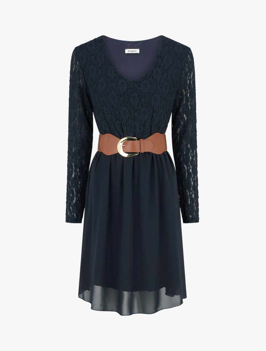 Flowing V-Neck Lace Dress