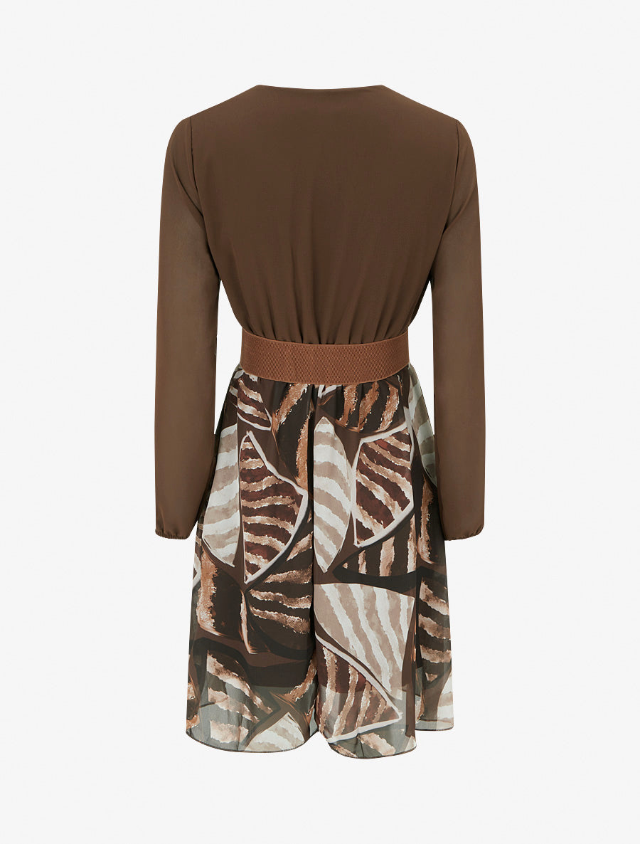 Belted Wrap-Front Flowing Dress