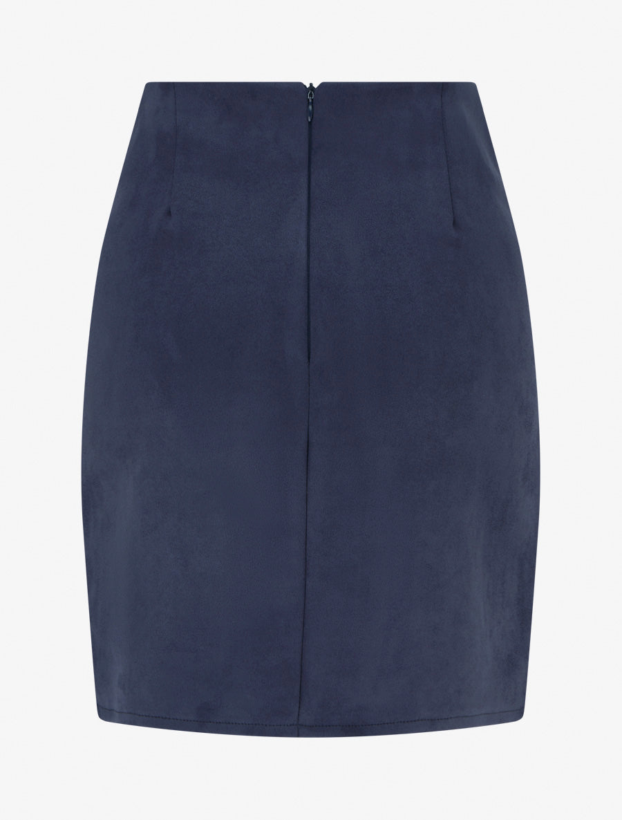 High-Waisted Faux Suede Wrap Skirt