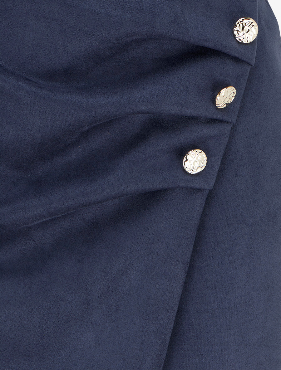 High-Waisted Faux Suede Wrap Skirt