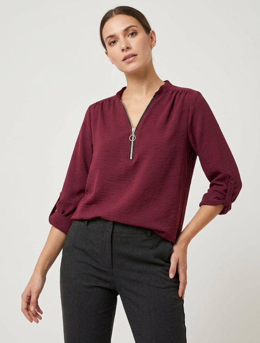 Fluid V-Neck Zip Top