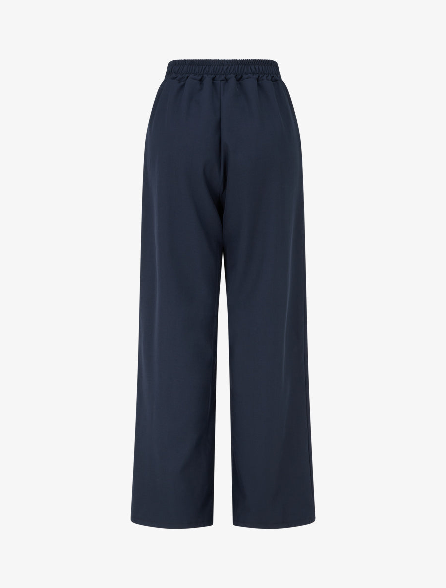 High-Waisted Flowing Trousers with Jewel Detail