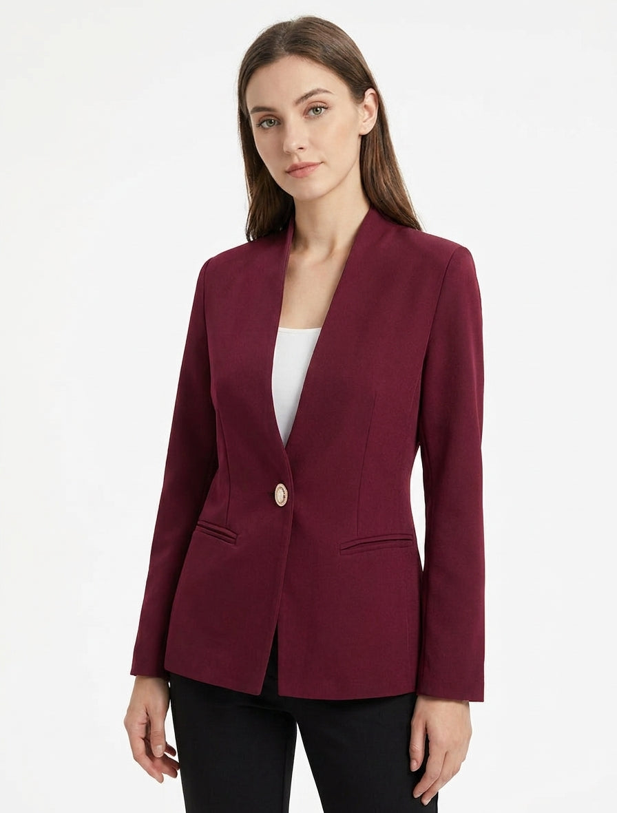 Fitted Blazer with Shoulder Pads