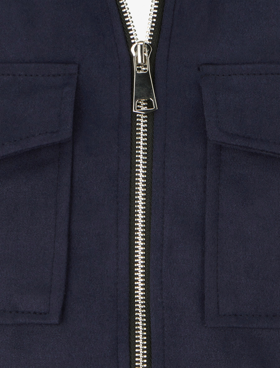 Suedette Stand Collar Zip Jacket