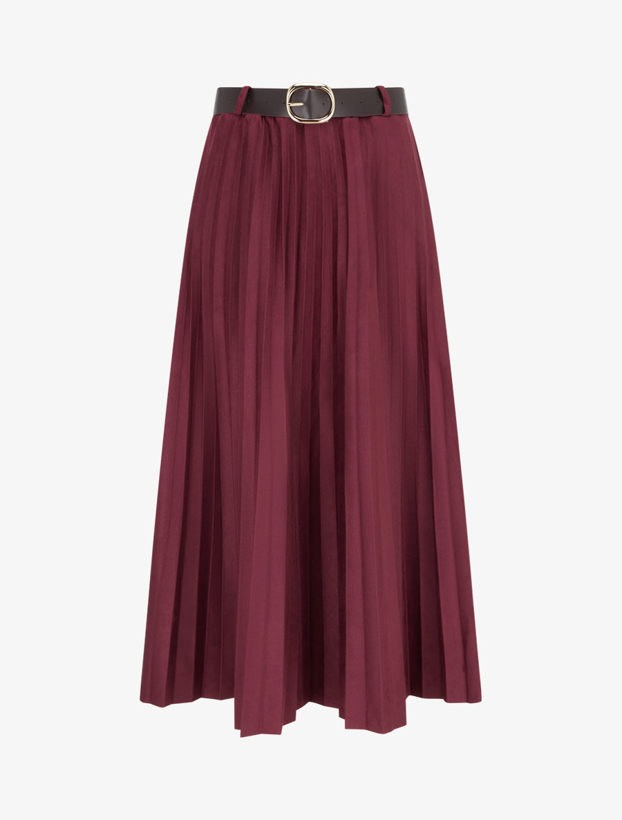 High Waisted Pleated Long Skirt