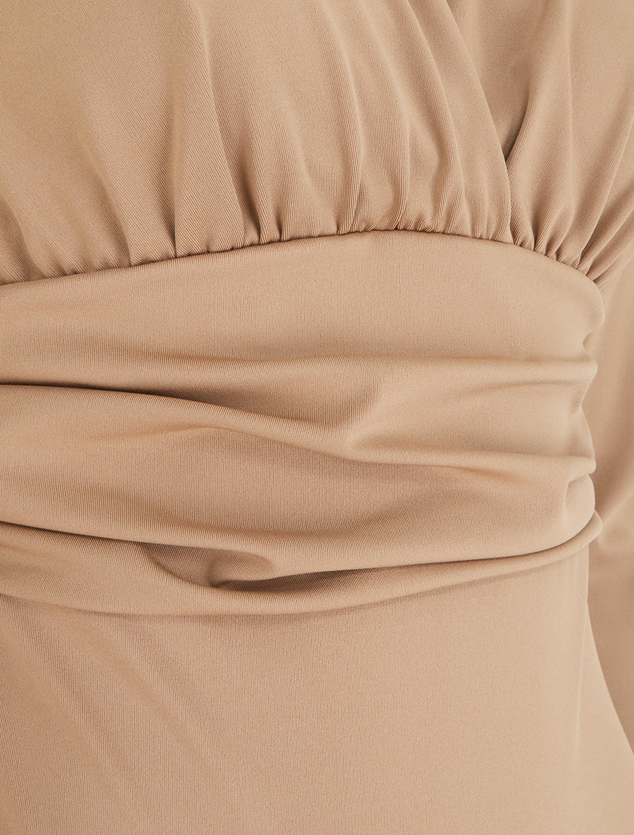 Wrap Bodysuit with Pleated Waist