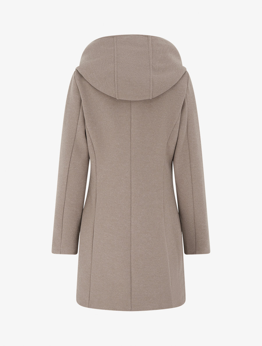 Felted Coat with Crossover Collar and Hood