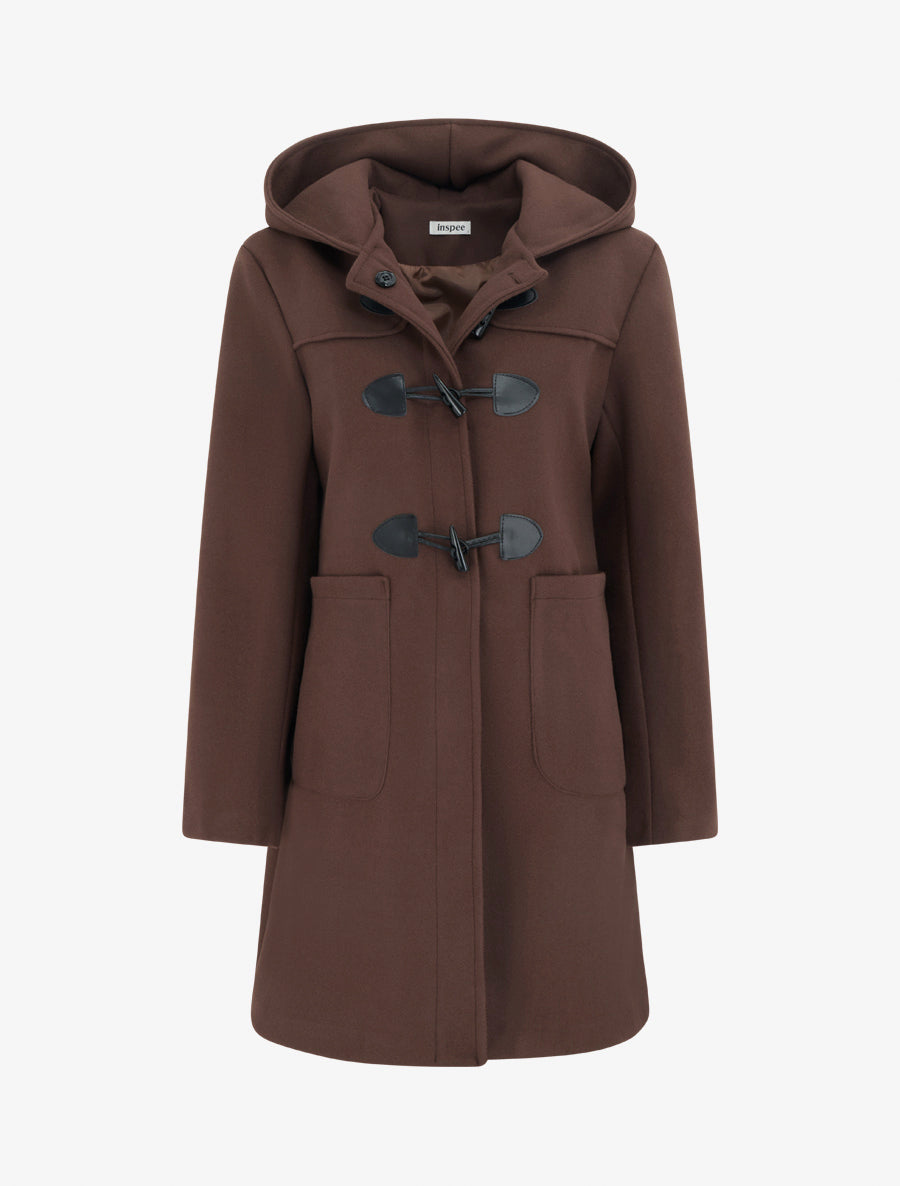 Duffle Coat with Toggle Fastenings and Hood - Brown